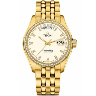 【TITONI 梅花錶】宇宙系列 經典紳士機械腕錶-金 40mm(797 G-DB-541)