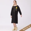 【betty’s 貝蒂思】短絨毛撞色休閒連帽洋裝(黑色)