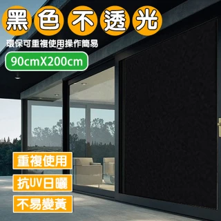 【TENGYUE】全黑不透光玻璃靜電貼膜90x200cm(防偷窺玻璃窗貼 抗UV玻璃貼)