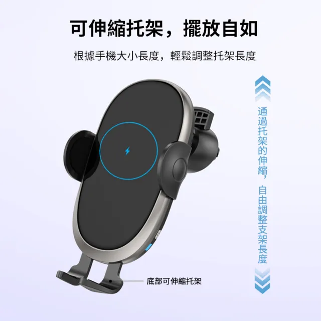 【ANTIAN】15W 智慧感應汽車無線充手機支架 吸盤/出風口二合一車載導航支架(iPhone15/14/13/12 母親節禮物)