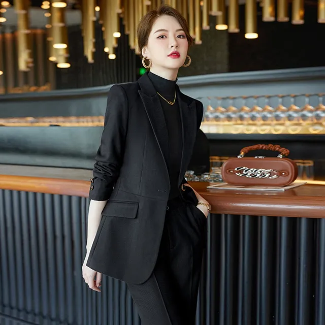 【巴黎精品】現貨+預購 西裝套裝兩件套(一粒扣外套長褲秋冬女西服5色p1al70)