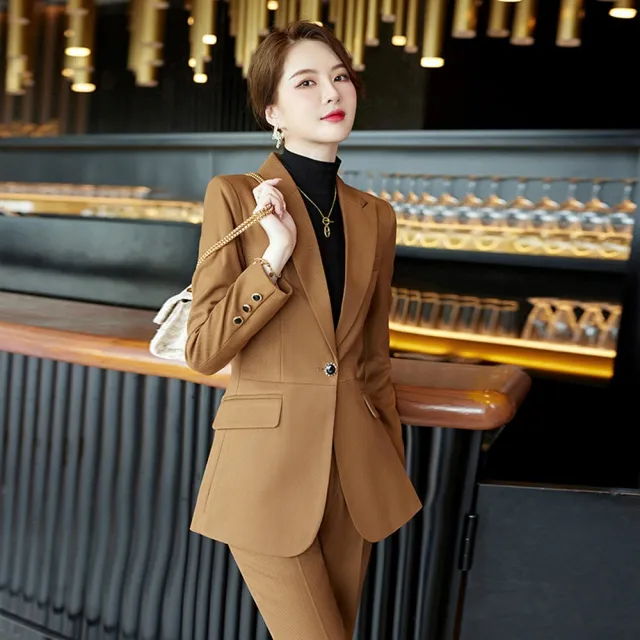 【巴黎精品】現貨+預購 西裝套裝兩件套(一粒扣外套長褲秋冬女西服5色p1al70)