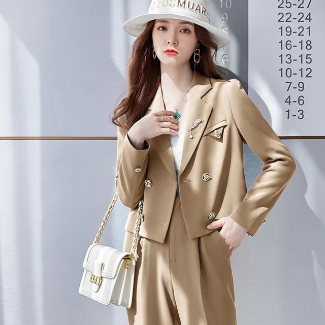 【巴黎精品】現貨+預購 西裝套裝兩件套(秋冬短版外套長褲女西服3色p1al71)