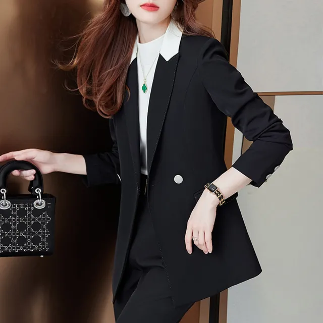 【巴黎精品】現貨+預購 西裝套裝兩件套(外套長褲秋冬休閒女西服2色p1al68)