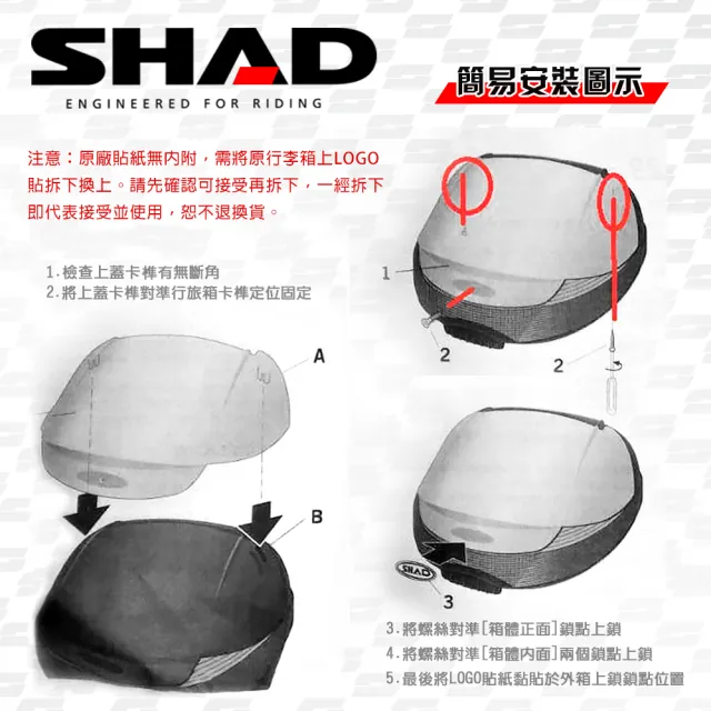 【SHAD】機車行旅箱配件-SH33上蓋飾板(銀白 Silver)