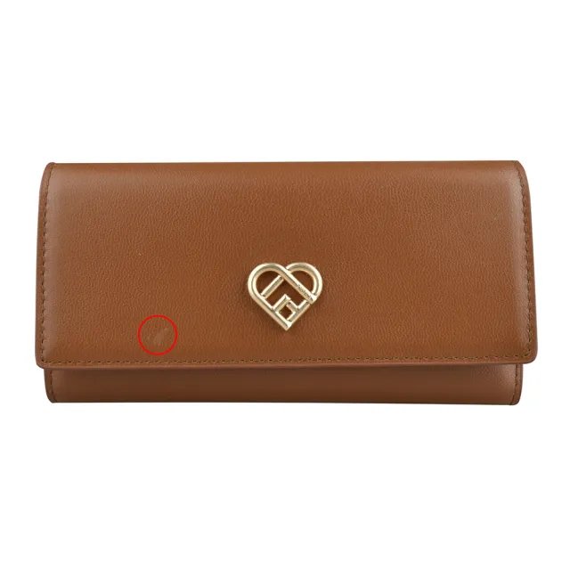 【FURLA 芙拉】MY JOY心型拱門LOGO設計全皮三折扣式長夾(展示品/白蘭地酒褐)