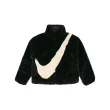 【NIKE 耐吉】外套 NSW Faux Fur Jacket 女款 休閒 羔羊外套 絨毛 皮草 黑色 白勾  CU6559-010