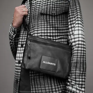 【ALLSAINTS】FOLDOVER 簡約LOGO純羊皮斜背包肩背側背包