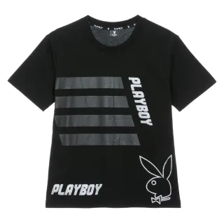 【PLAYBOY】黑膠銀箔印花上衣(黑色)