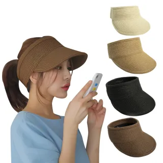 【QIDINA】2入-時尚百搭韓版編織草編空頂遮陽帽-G(棒球帽 防曬帽子女 鴨舌帽 草帽 漁夫帽女)