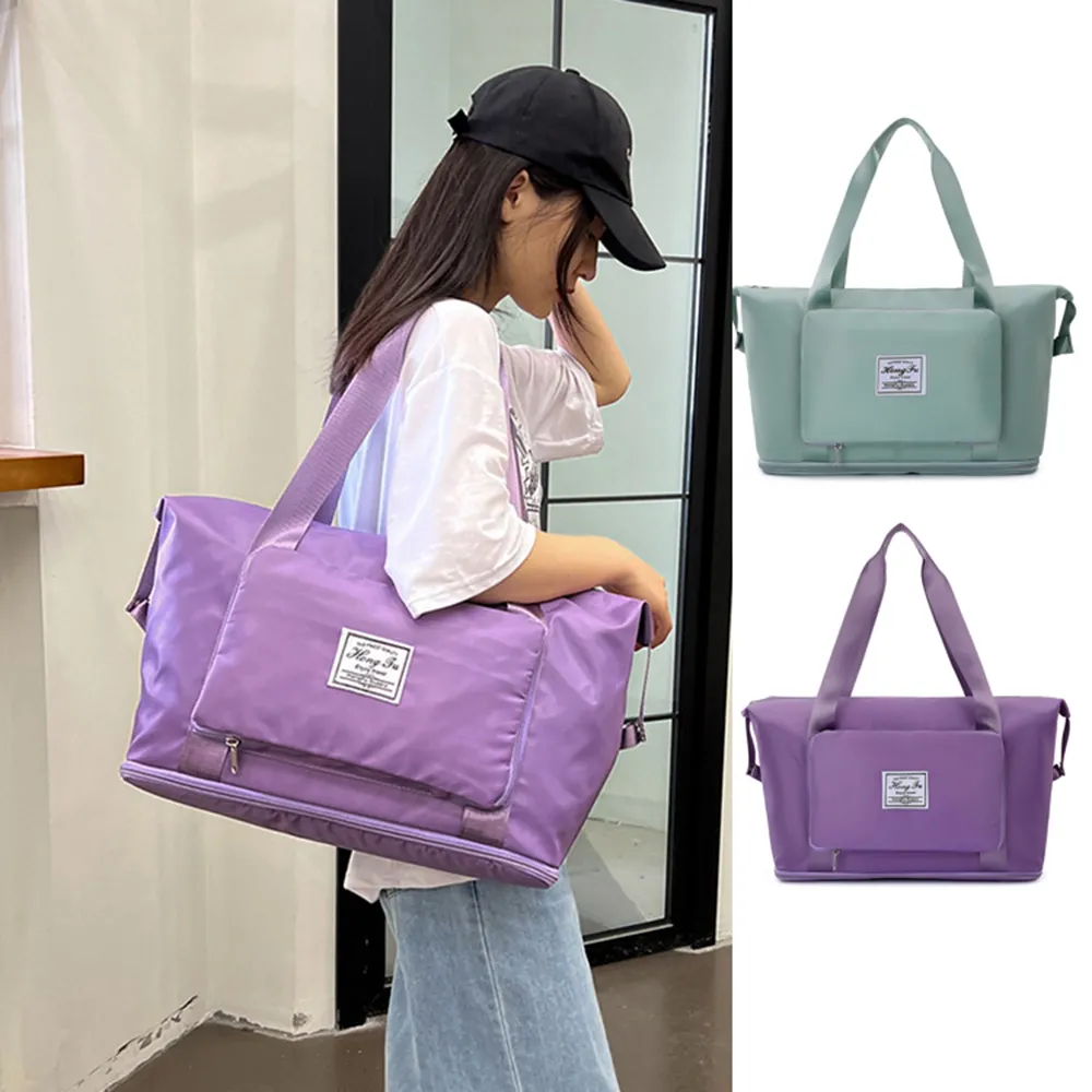 【iSPurple】韓風防水包 ＊雙層行李箱杆手提肩背包(2色可選)