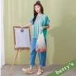 【betty’s 貝蒂思】落肩撞色圓領上衣(藍綠)