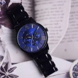 【Relax Time】黑潮王者系列 黑框 藍面 不鏽鋼錶帶 三眼腕錶 手錶 男錶 母親節(RT-81-3)