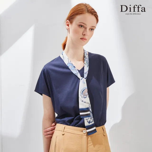 【Diffa】活動領巾連袖針織衫-女