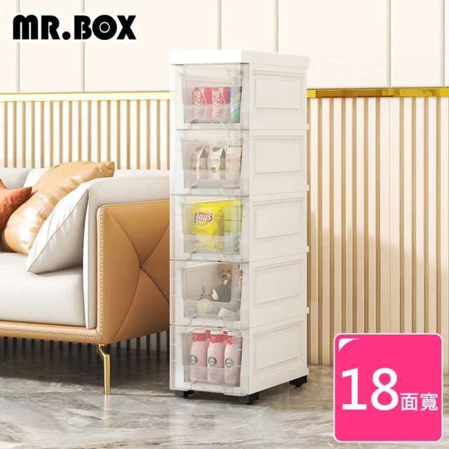 【Mr.Box】18面寬-隙縫五層抽屜收納櫃附輪(透白)