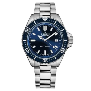 【EDOX 伊度】Neptunian 海神特別版 1000米潛水機械錶 聖誕節 禮物(E80120.3BUM.BUF)