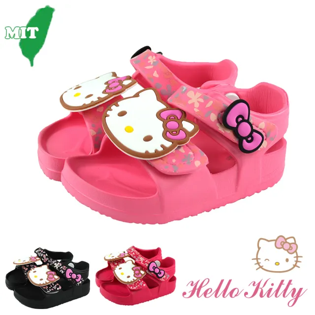 【HELLO KITTY】12.5-17.5cm兒童鞋 涼鞋 小碎花輕量減壓(粉.桃.黑色)