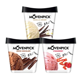 【Movenpick 莫凡彼】100%純天然500ML冰淇淋3盒組-冷凍配送(瑞士經典系列)