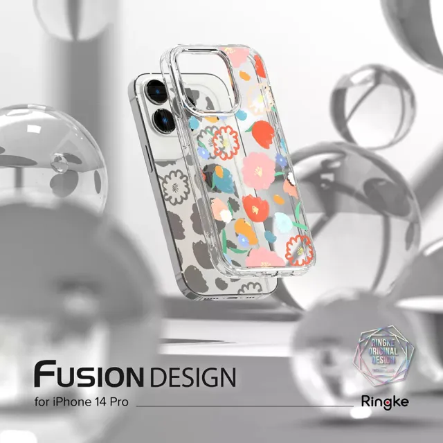 【Ringke】iPhone 14 Pro 6.1吋 Fusion Design 防撞手機保護殼 透明 Floral(Rearth 軍規防摔 手機殼)