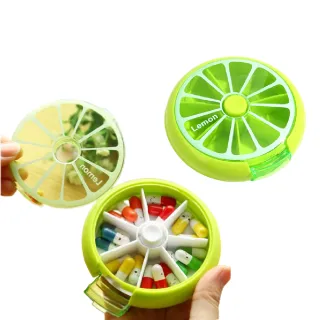 【分裝藥盒】七格一週水果旋藥盒(防潮 7天 藥品 零件盒 隨身小藥盒 飾品盒 小物收納盒 出國 旅遊 保健食品)