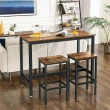 【hoi! 好好生活】VASAGLE 工業風吧檯桌椅組1.2M一桌二椅-鐵銹棕 LBT15X