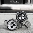 【elegantsis 愛樂時】熊貓 騎士風三眼計時腕錶 / 白x黑 / 41mm(ELJT41QS-VW02MA)