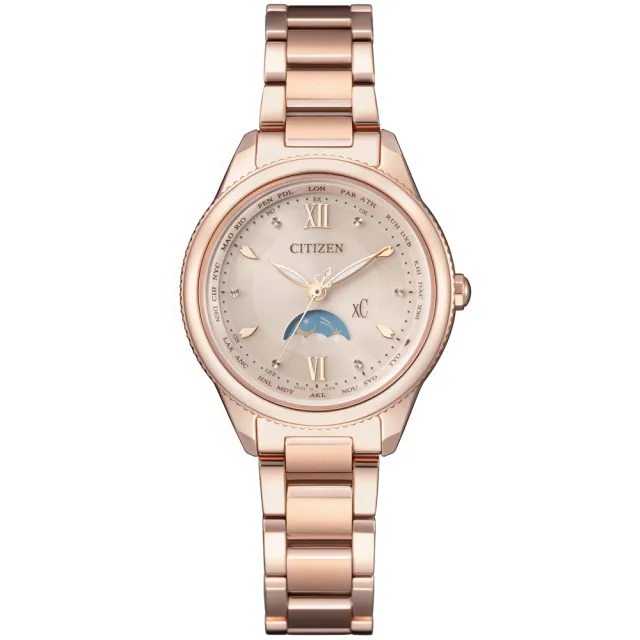 【CITIZEN 星辰】xC系列 Hebe田馥甄廣告款 鈦金屬 日月顯示光動能電波女錶29mm(EE1003-68W)618年中慶