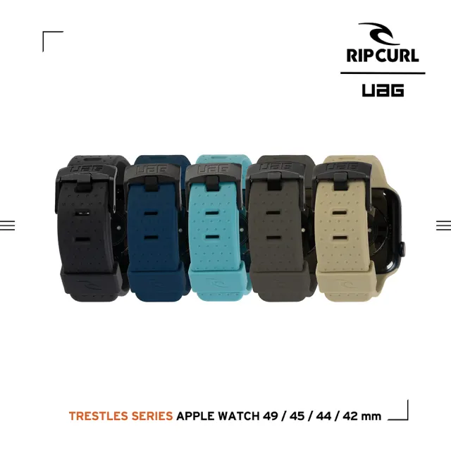 【UAG】X RIP CURL Apple Watch 42/44/45/49mm 舒適矽膠運動錶帶-越野沙(UAG)
