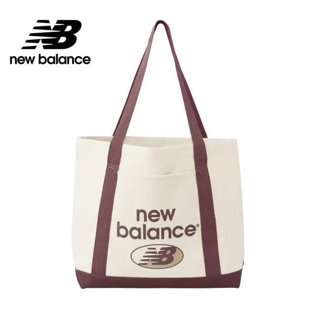 【NEW BALANCE】NB 大容量帆布肩背托特包_中性_杏/酒紅_LAB23027WAD