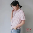 【2CV】格紋綁帶雪紡女上衣襯衫-兩色nu020(門市熱賣款)