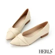 【HERLS】低跟鞋-立體扭結造型尖頭低跟鞋(米色)