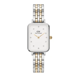 【Daniel Wellington】DW 手錶 Quadro Lumine 20X26 星辰珠寶式雙色錶鏈-白錶盤(DW00100625)