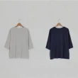 【MOSS CLUB】緹花蕾絲拼貼棉質-女七分袖上衣 蕾絲 藍 淺灰(二色/版型適中)