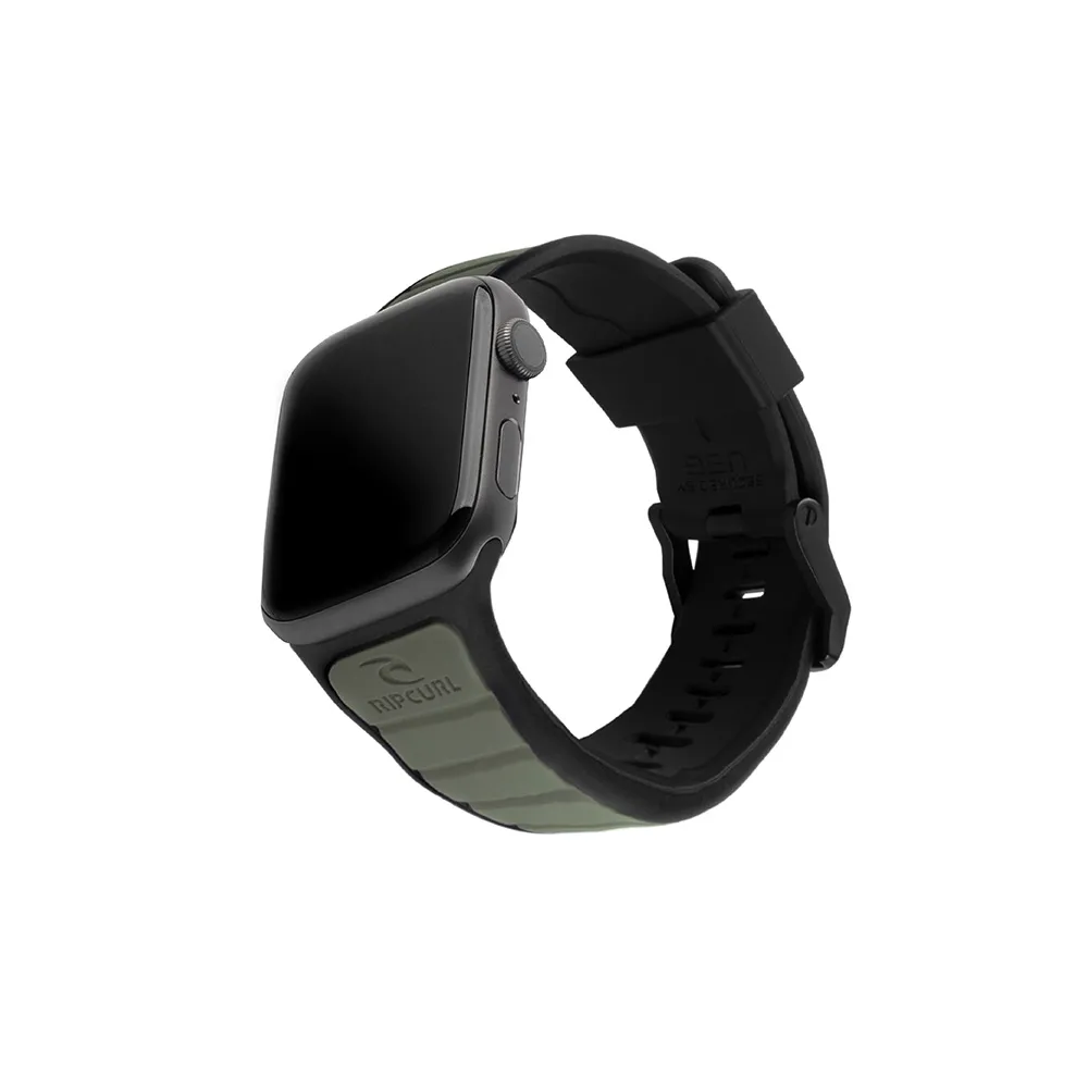 【UAG】X RIP CURL Apple Watch 42/44/45/49mm 雙色矽膠運動錶帶-鈦灰黑(UAG)