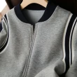 【MsMore】休閒棒球服氣質圓領百搭撞色拼接長袖時尚短款外套#115517(灰色)