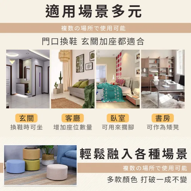 【DREAMCATCHER】棉麻圓形椅凳(椅套可拆洗/小圓凳/圓形椅凳/棉麻椅凳/小凳子/矮凳/沙發矮凳/鞋凳)