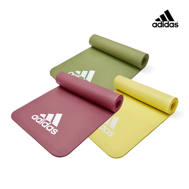 【adidas 愛迪達】輕量彈性瑜珈墊-7mm(抹茶綠/煙燻紅/檸檬黃)