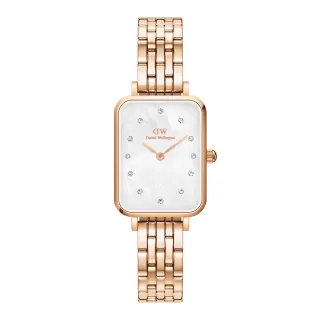 【Daniel Wellington】DW 手錶 Quadro Melrose Lumine 20X26 星辰貝母盤珠寶式錶鏈-白錶盤(DW00100620)