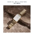 【Daniel Wellington】DW 手錶 Quadro Evergold 20X26 香檳金珠寶式錶鏈-白錶盤(DW00100622)