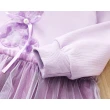 【時尚Baby】女童洋裝長袖洋裝淡紫色兔兔可愛蓬蓬裙洋裝(女中小童裝秋冬長袖洋裝可愛公主洋裝)