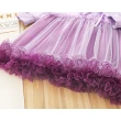 【時尚Baby】女童洋裝長袖洋裝淡紫色兔兔可愛蓬蓬裙洋裝(女中小童裝秋冬長袖洋裝可愛公主洋裝)
