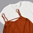 【OUWEY 歐薇】青春校園棉T真兩件式吊帶百褶洋裝(桔色；S-L；3232257022)