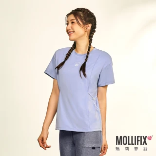 【Mollifix 瑪莉菲絲】涼感收腰修身運動上衣、瑜珈上衣、瑜珈服(藍花楹紫)