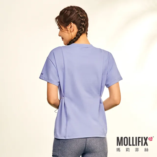 【Mollifix 瑪莉菲絲】涼感收腰修身運動上衣、瑜珈上衣、瑜珈服(藍花楹紫)