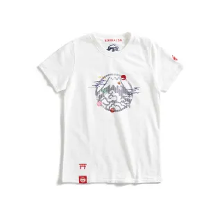 【EDWIN】江戶勝 女裝  富士山朱印和風小刺繡短袖T恤(米白色)