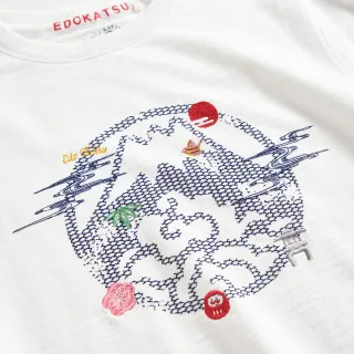 【EDWIN】江戶勝 男裝  富士山朱印和風小刺繡短袖T恤(米白色)