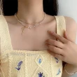 【MISS KOREA】韓國設計極簡優雅雙層蝴蝶結珍珠疊戴項鍊(雙層項鍊 蝴蝶結項鍊 珍珠項鍊)