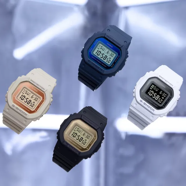 【CASIO 卡西歐】G-SHOCK 時尚經典方形金屬表面電子錶-杏灰色(GMD-S5600-8 防水200米)
