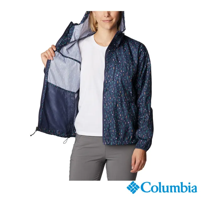 【Columbia 哥倫比亞 官方旗艦】女款- Alpine Chill™UPF40防潑水風衣-深藍(UWR73300NY / 2023年春夏)