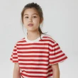 【GAP】女童裝 純棉條紋小飛袖短袖T恤-紅色條紋(665829)
